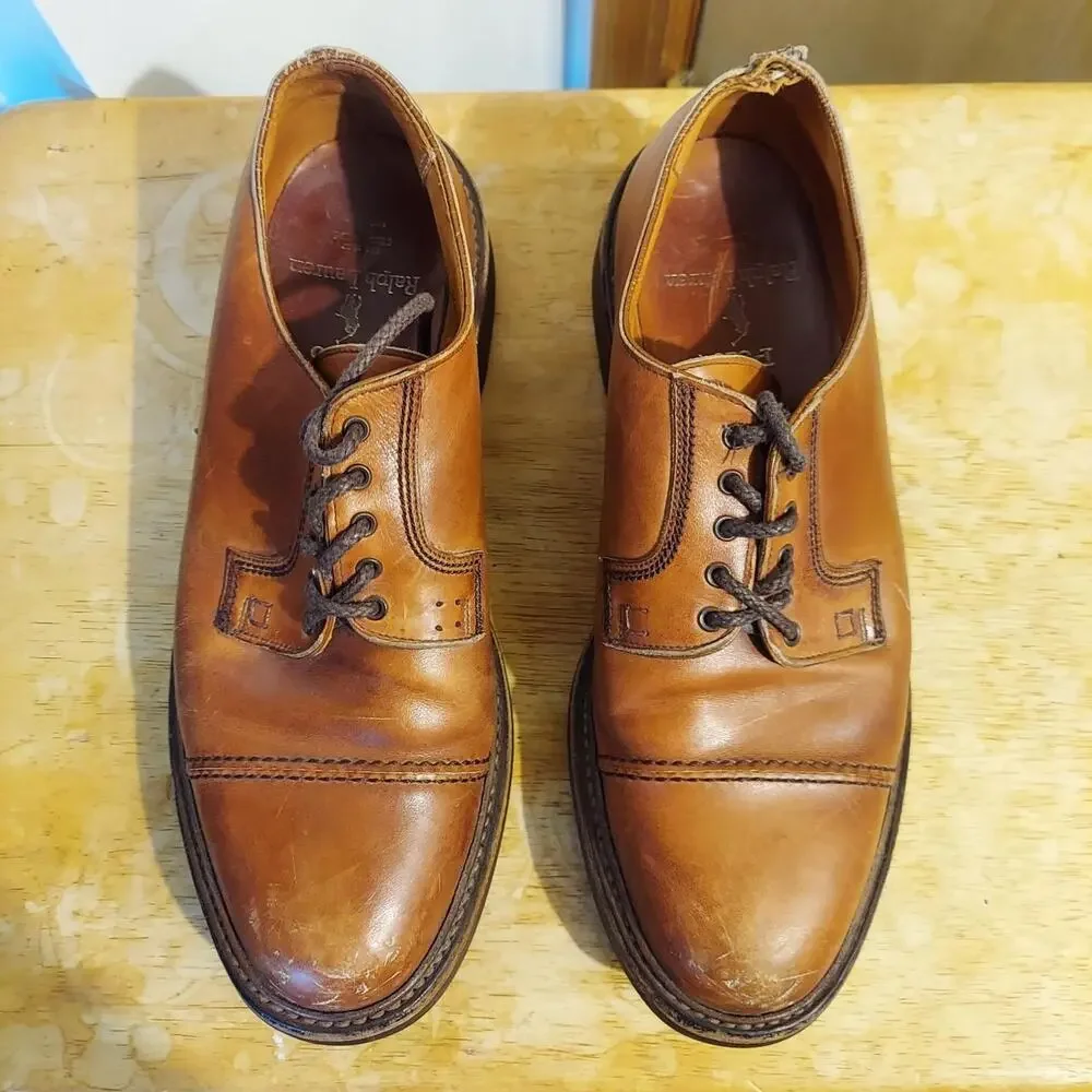 Polo Ralph Lauren England 94% Ridgeway Men's US 8 D Brown Leather Oxfords